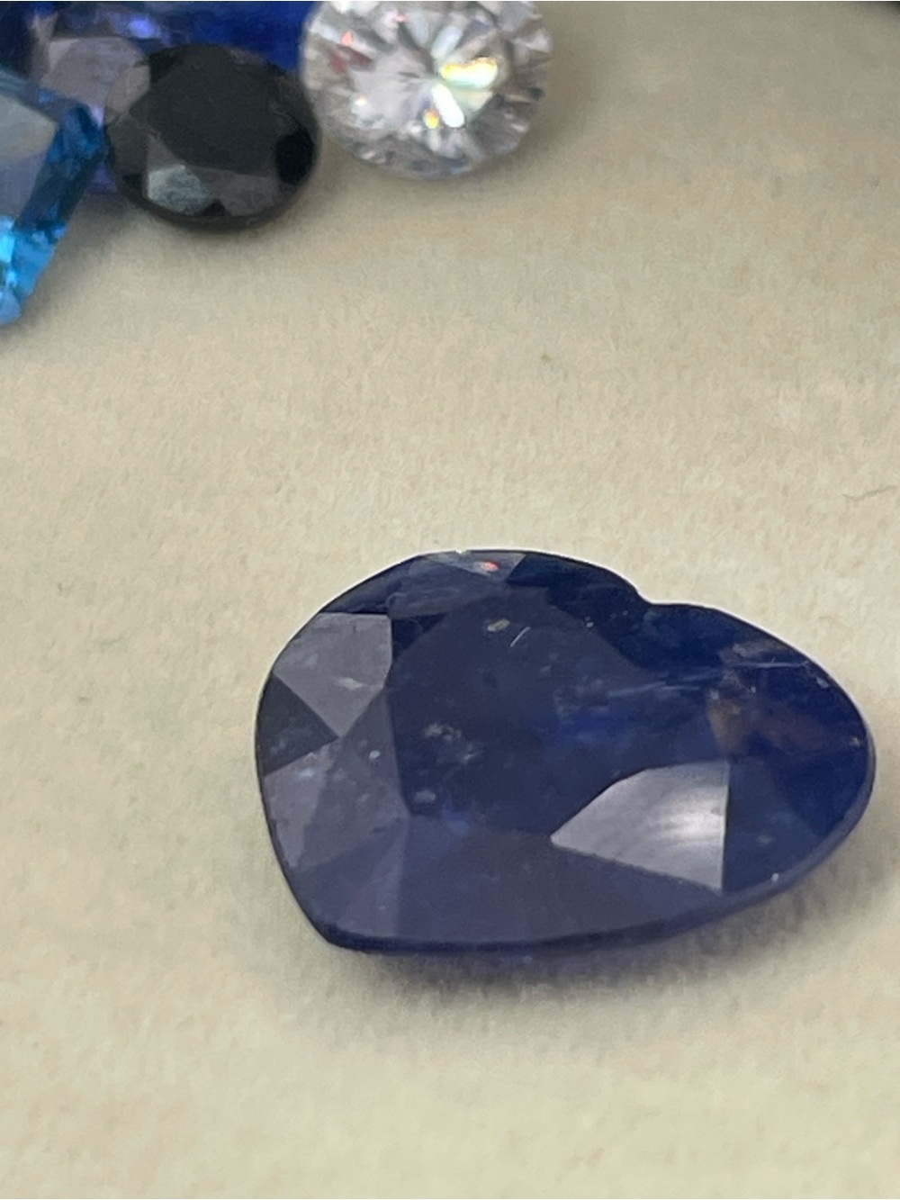 11.5ct Heart Sapphire Simple checkerboard Facet 15x17mm Blue Sapphire Gemstone - Picture 11 of 13